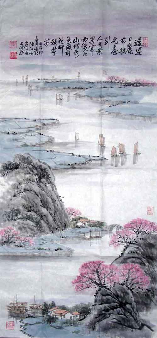 作者:李传新 名称:精品山水画(江南初春)规格:96×45cm 年代