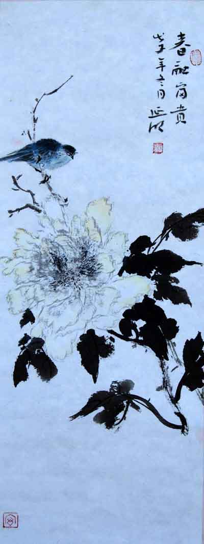 ⭕️希少一点物 中国 中国美術 花鳥 絵 絵画 水彩画 アート古美術品